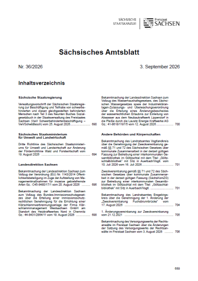 Sächsisches Amtsblatt Heft 36/2026