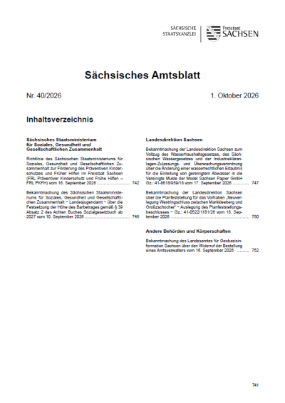 Sächsisches Amtsblatt Heft 40/2026