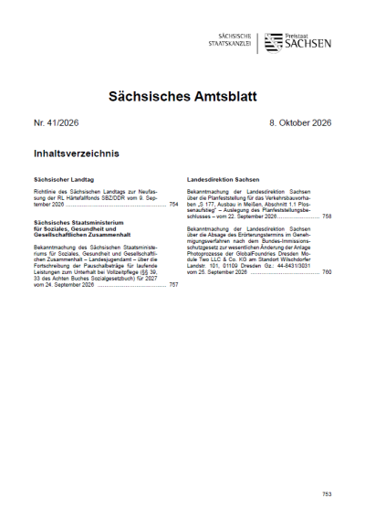 Sächsisches Amtsblatt Heft 41/2026