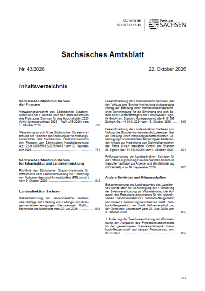 Sächsisches Amtsblatt Heft 43/2026