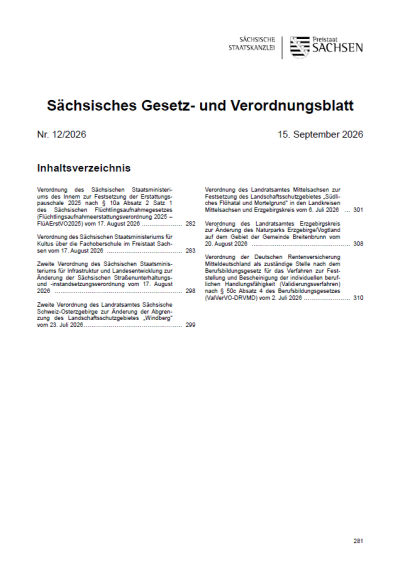Sächsisches Gesetz- und Verordnungsblatt Heft 12/2026