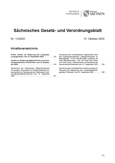 Sächsisches Gesetz- und Verordnungsblatt Heft 13/2026