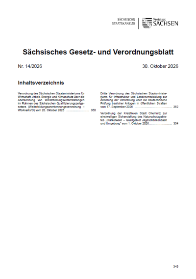 Sächsisches Gesetz- und Verordnungsblatt Heft 14/2026