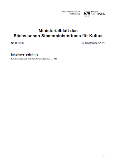 Ministerialblatt des Sächsischen Staatsministeriums für Kultus Heft 08/2026