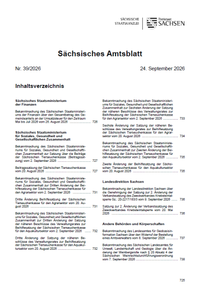 Sächsisches Amtsblatt Heft 39/2026