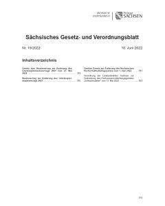 Sächsisches Gesetz- und Verordnungsblatt Heft 19/2022