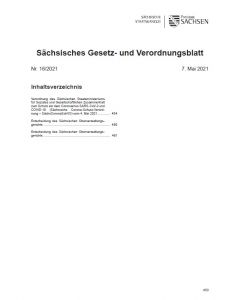 Sächsisches Gesetz- und Verordnungsblatt Heft 18/2021
