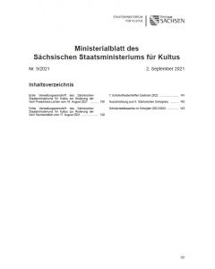 Ministerialblatt des Sächsischen Staatsministeriums für Kultus Heft 9/2021