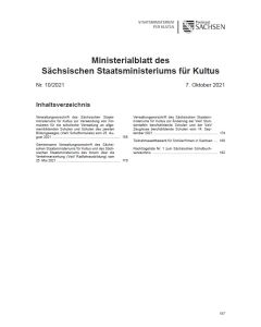 Ministerialblatt des Sächsischen Staatsministeriums für Kultus Heft 10/2021