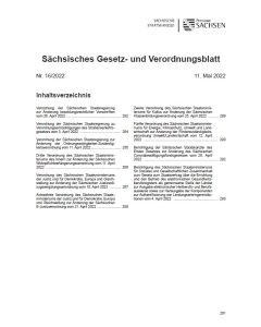 Sächsisches Gesetz- und Verordnungsblatt Heft 16/2022