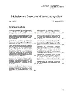 Sächsisches Gesetz- und Verordnungsblatt Heft 25/2022