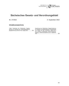 Sächsisches Gesetz- und Verordnungsblatt Heft 27/2022