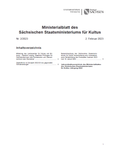 Ministerialblatt des Sächsischen Staatsministeriums für Kultus Heft 02/2023