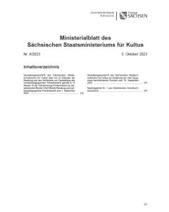 Ministerialblatt des Sächsischen Staatsministeriums für Kultus Heft 08/2023