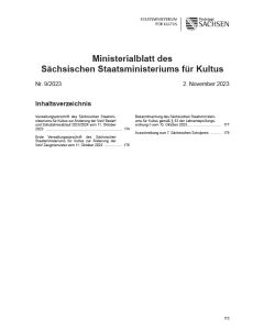 Ministerialblatt des Sächsischen Staatsministeriums für Kultus Heft 09/2023