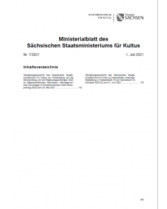 Ministerialblatt des Sächsischen Staatsministeriums für Kultus Heft 6/2021