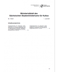 Ministerialblatt des Sächsischen Staatsministeriums für Kultus Heft 7/2021