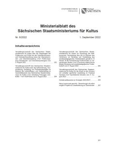 Ministerialblatt des Sächsischen Staatsministeriums für Kultus Heft 08/2022