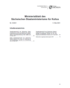 Ministerialblatt des Sächsischen Staatsministeriums für Kultus Heft 5/2021