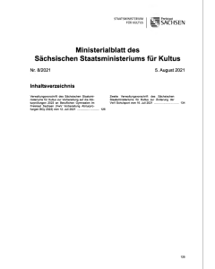 Ministerialblatt des Sächsischen Staatsministeriums für Kultus Heft 8/2021