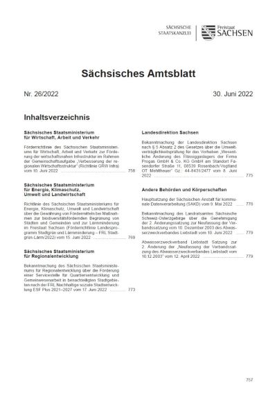 Sächsisches Amtsblatt Heft 26/2022