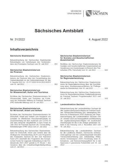 Sächsisches Amtsblatt Heft 31/2022