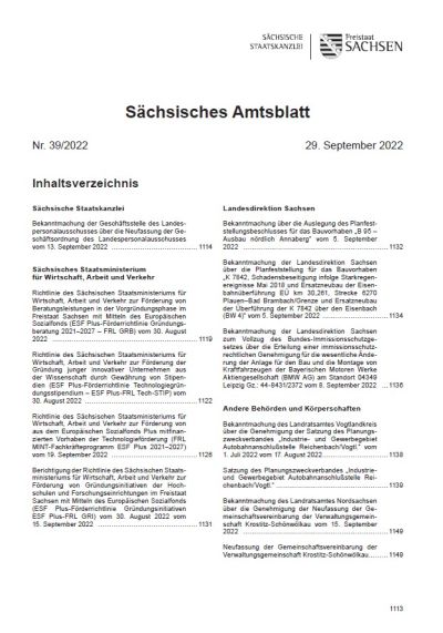 Sächsisches Amtsblatt Heft 39/2022