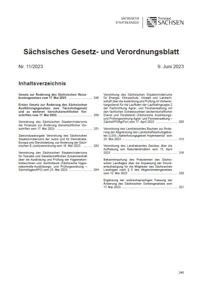 Sächsisches Gesetz- und Verordnungsblatt Heft 11/2023