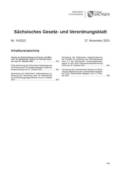 Sächsisches Gesetz- und Verordnungsblatt Heft 19/2023