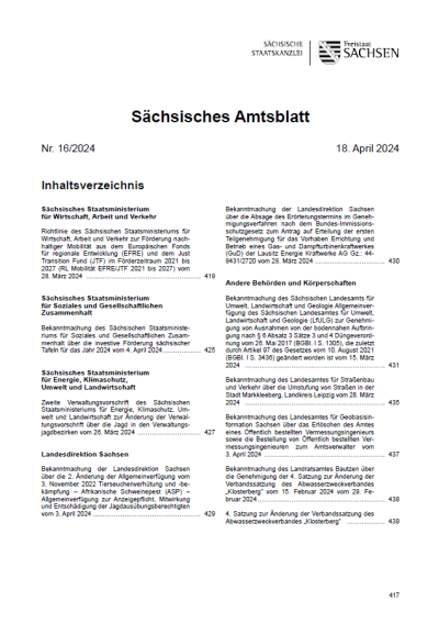 Sächsisches Amtsblatt Heft 16/2024
