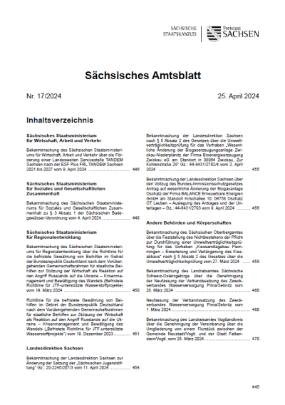 Sächsisches Amtsblatt Heft 17/2024