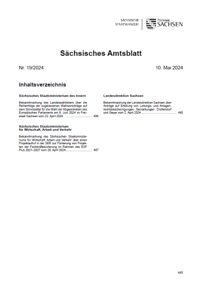 Sächsisches Amtsblatt Heft 19/2024