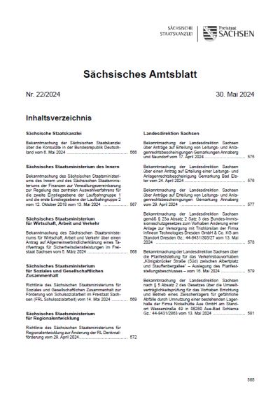 Sächsisches Amtsblatt Heft 22/2024