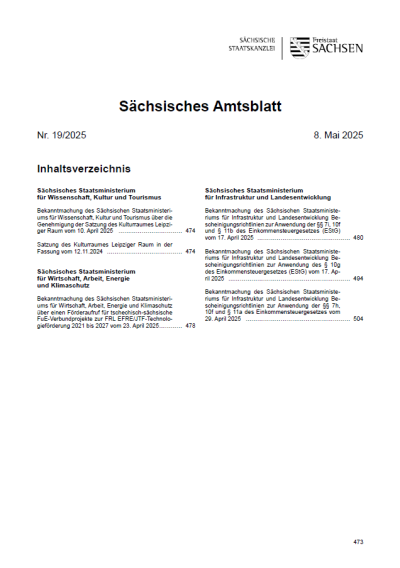 Sächsisches Amtsblatt Heft 19/2025