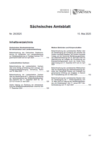 Sächsisches Amtsblatt Heft 20/2025