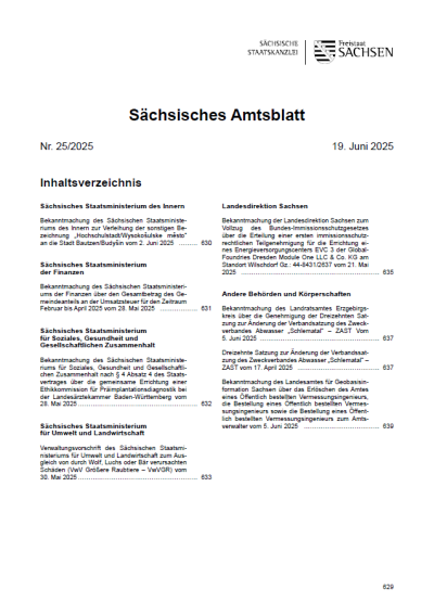 Sächsisches Amtsblatt Heft 25/2025