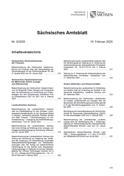 Sächsisches Amtsblatt Heft 08/2026