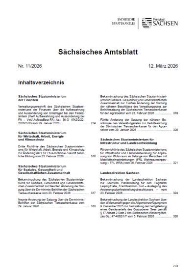 Sächsisches Amtsblatt Heft 11/2026