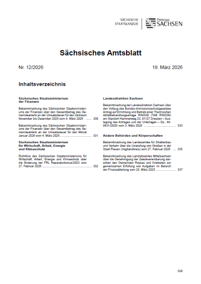Sächsisches Amtsblatt Heft 12/2026