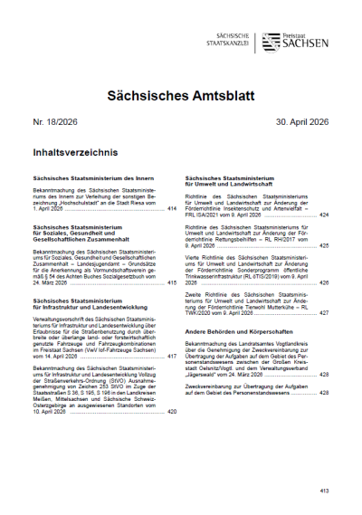 Sächsisches Amtsblatt Heft 18/2026