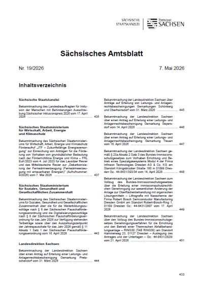 Sächsisches Amtsblatt Heft 19/2026