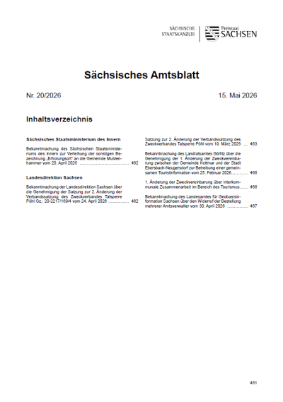 Sächsisches Amtsblatt Heft 20/2026