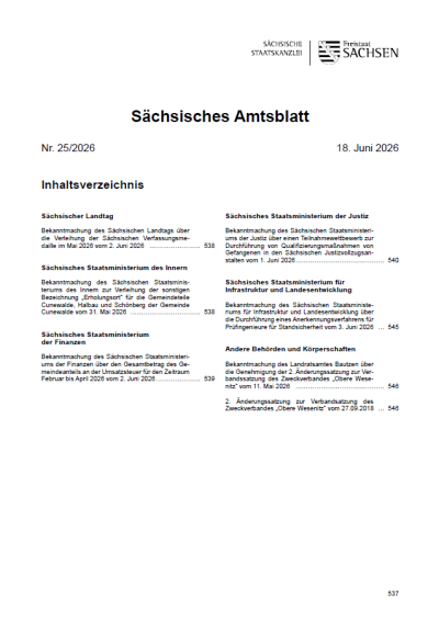 Sächsisches Amtsblatt Heft 25/2026
