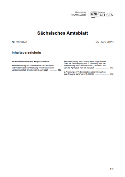 Sächsisches Amtsblatt Heft 26/2026
