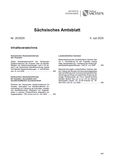 Sächsisches Amtsblatt Heft 28/2026