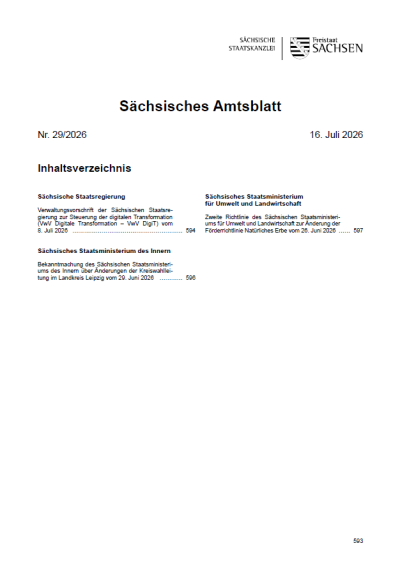 Sächsisches Amtsblatt Heft 29/2026