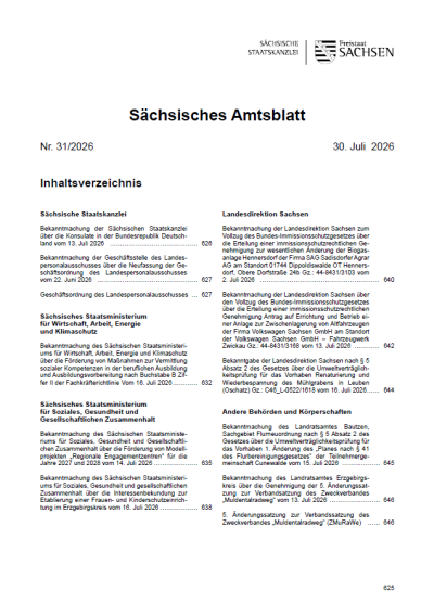 Sächsisches Amtsblatt Heft 31/2026