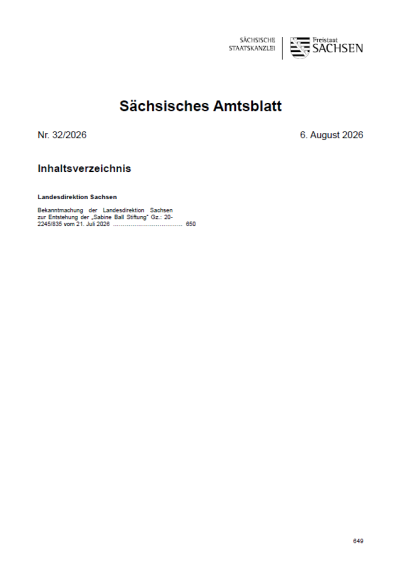 Sächsisches Amtsblatt Heft 32/2026