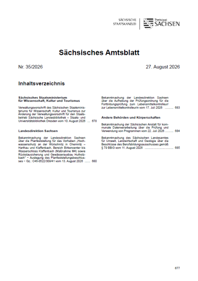 Sächsisches Amtsblatt Heft 35/2026