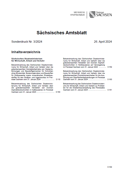 Sächsisches Amtsblatt Sonderdruck Heft 3/2024